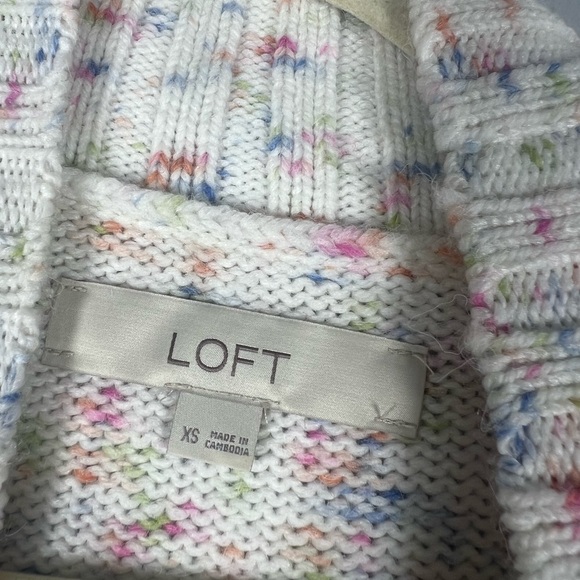 Loft Flecked Fair Isle Mock Neck Sweater XS - Picture 8 of 11